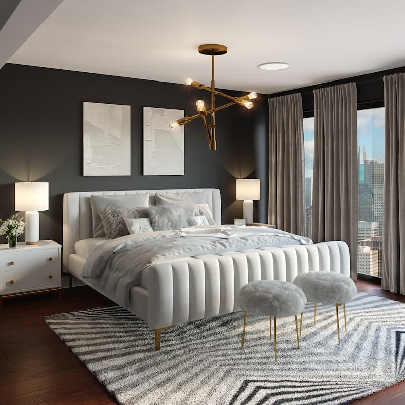 Bedroom with smart mood lighting for sleep and relaxation