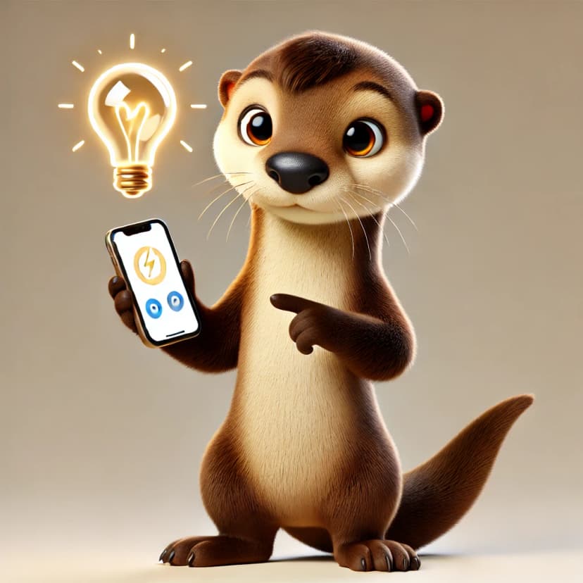 Otter Watt mascot — a friendly otter with a lightbulb and smartphone